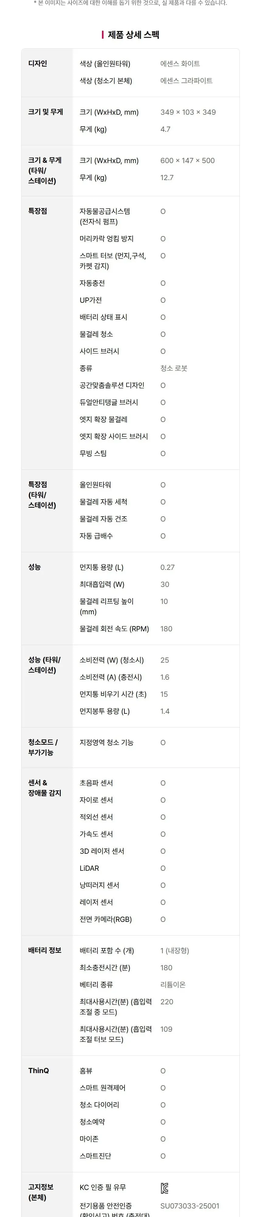 LG AI RONi 히든스테이션 로봇청소기 에센스 화이트 상세 11