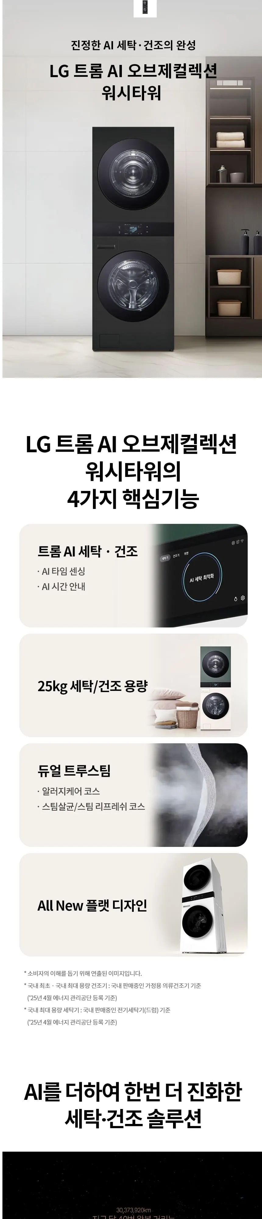LG 세탁기+건조기 오브제컬렉션 워시타워 25kg+25kg WA2525KDF 상세 1