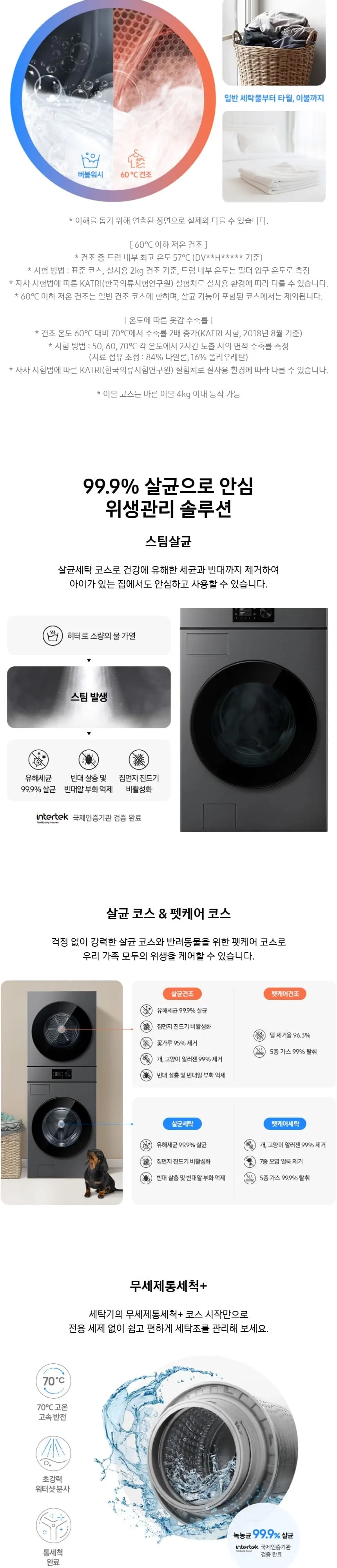 삼성 세건셋트 비스포크 AI 원바디 세탁기(24kg)+건조기(20kg) 1등급 다크스틸 상세 5