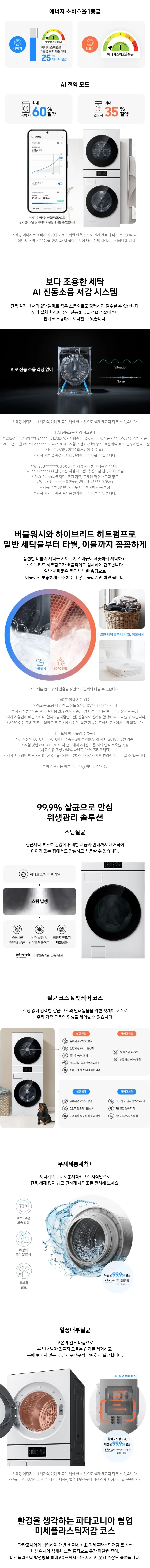 삼성 세건셋트 비스포크 AI 원바디 세탁기(24kg)+건조기(20kg) 화이트 상세 4