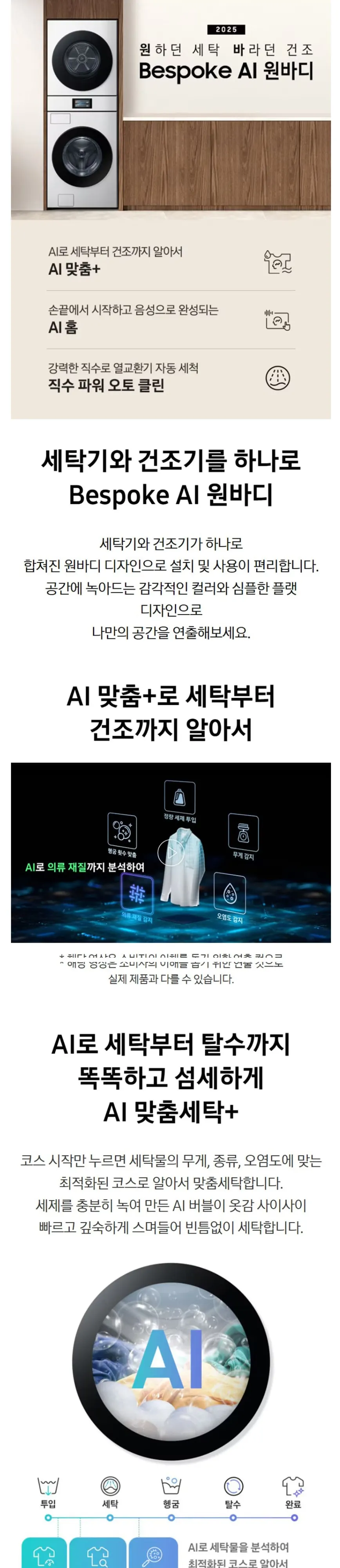 삼성 세탁기+건조기 Bespoke AI 원바디 25/20kg WH90F2520GBHW 상세 1