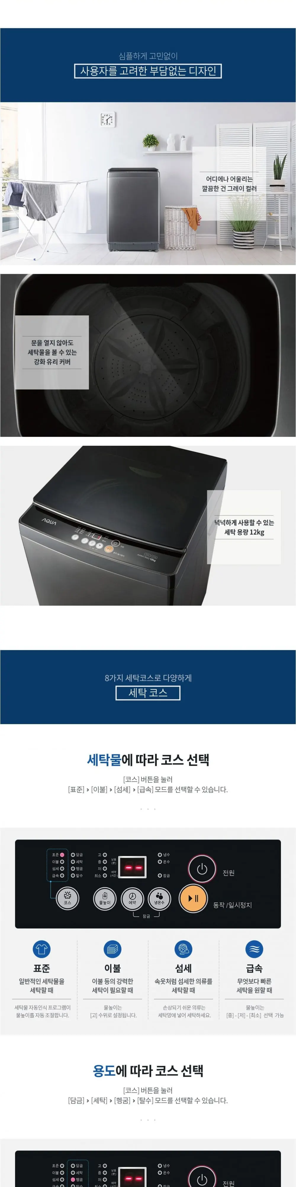 하이얼 통돌이 세탁기 12kg 블랙 상세 2