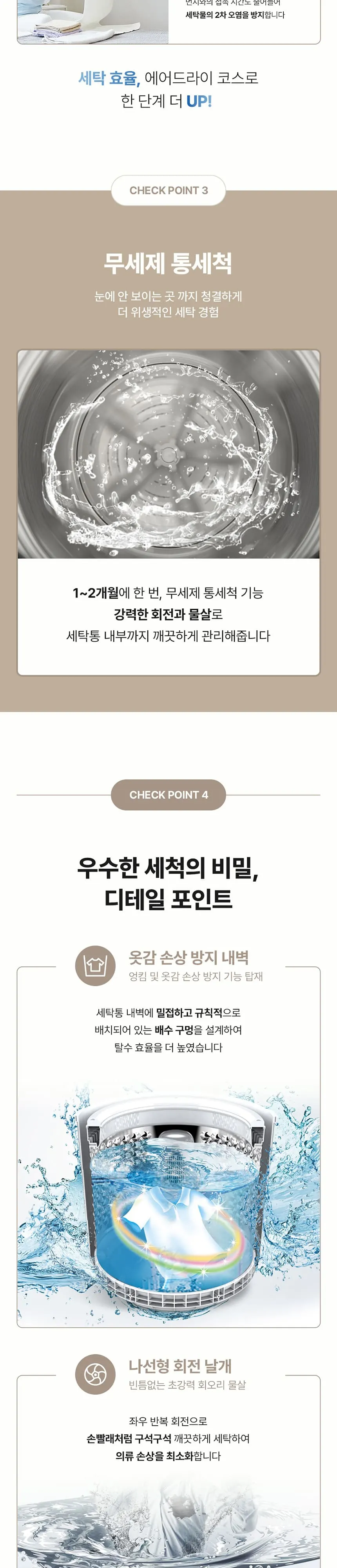 하이얼 에어드라이 통돌이 세탁기 18kg 퓨어화이트 상세 3