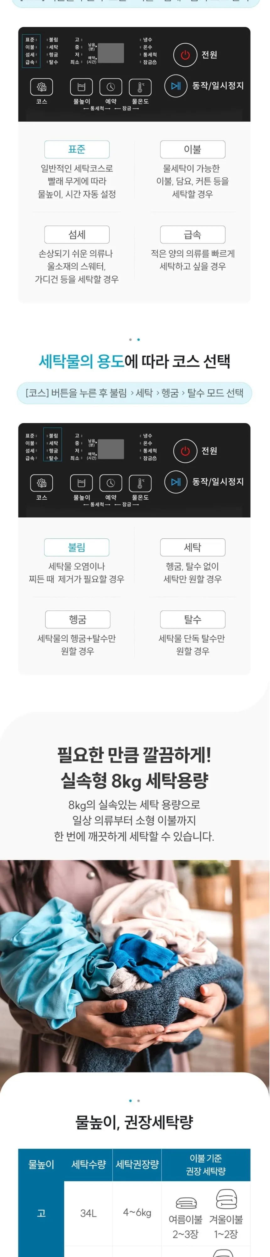 현대큐밍 통돌이 세탁기 8kg 화이트 상세 3