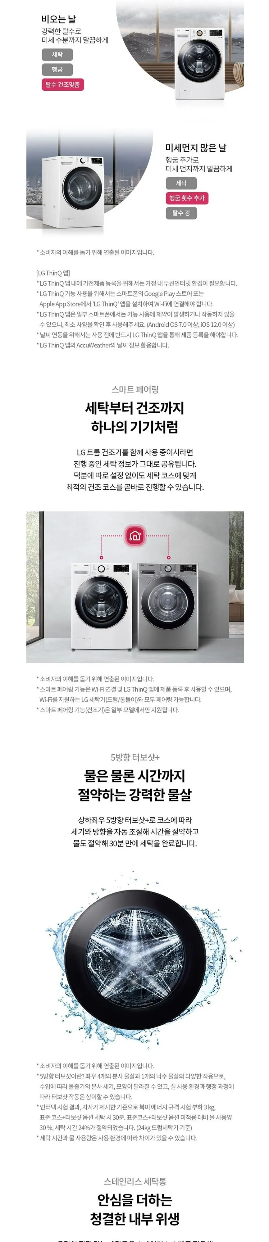 LG 트롬 드럼세탁기 24kg 화이트 유광 상세 2