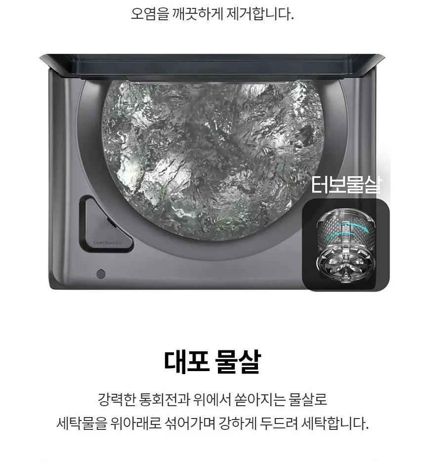 LG 통돌이 세탁기 22kg 플레티늄 블랙 상세 19