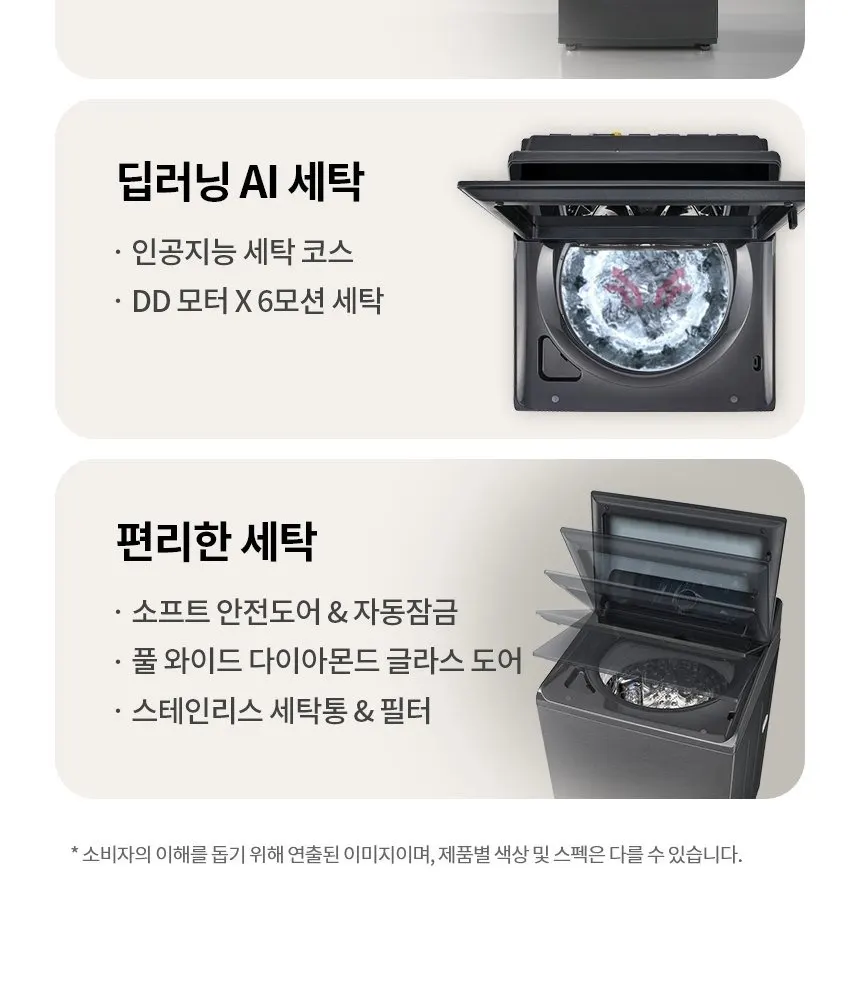 LG 통돌이 세탁기 22kg 플레티늄 블랙 상세 3
