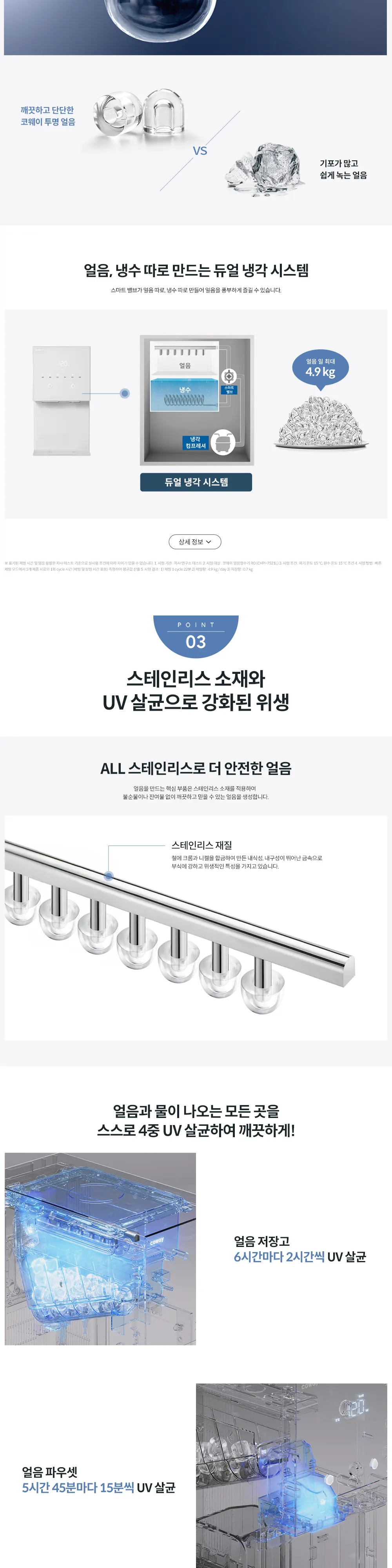 코웨이 얼음 냉온 정수기 RO 지하수전용 상세 2