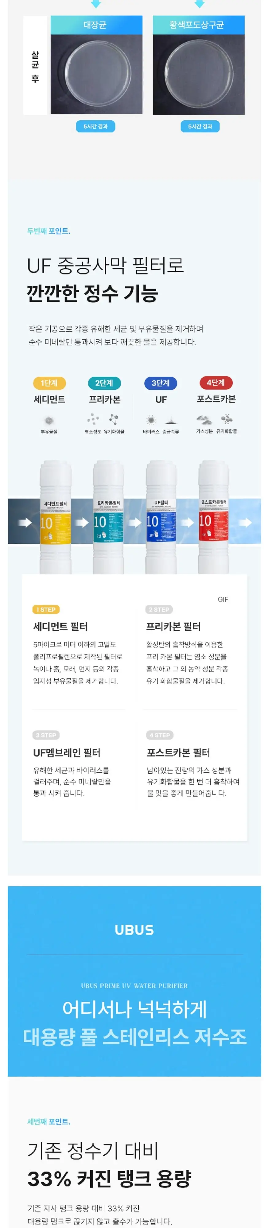 유버스 UBUS 프라임UV 스탠드 정수기 화이트-WHC-54SU 상세 3